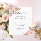Programme de mariage rose floral blush pampas herb