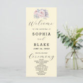 Programme de mariage rose floral jaune romantique (Debout devant)