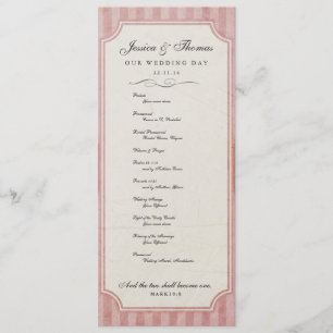 Programme de mariage rose fraise vintage Charm