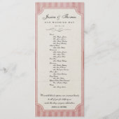 Programme de mariage rose fraise vintage Charm (Dos)