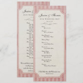 Programme de mariage rose fraise vintage Charm (Devant / Derrière)