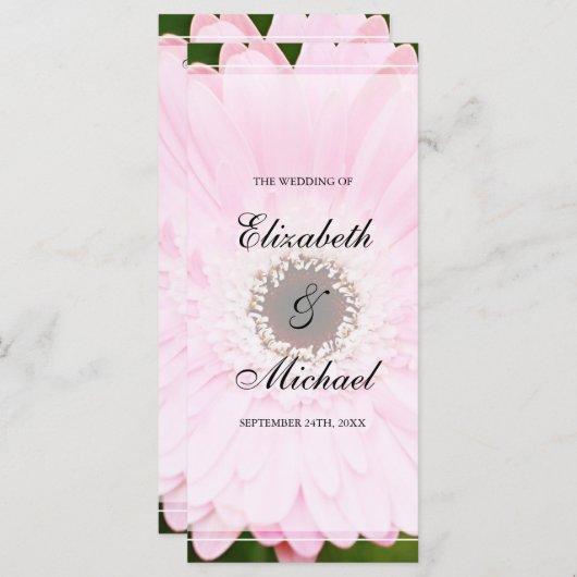 Programme de mariage rose Gerbera Daisy (Devant / Derrière)