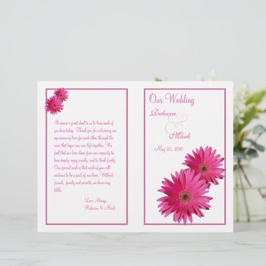 Programme de mariage rose Gerbera Daisy Flower (Debout devant)