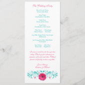 Programme de mariage rose Gerbera Daisy Turquoise (Dos)