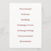 Programme de mariage Rose Gold Cérémonie de mariag (Dos)