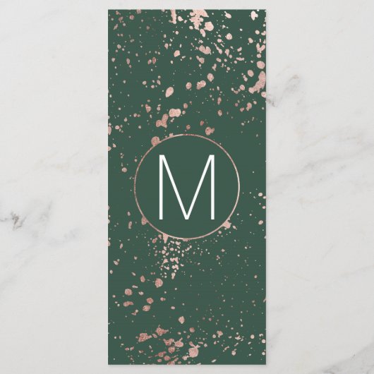 Programme de mariage rose Gold Green Paint Splatte (Dos)