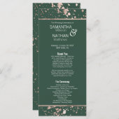 Programme de mariage rose Gold Green Paint Splatte (Devant / Derrière)