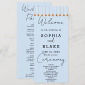Programme de mariage Rose Gold Hanging Stars Bleu (Devant / Derrière)