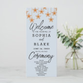 Programme de mariage Rose Gold Hanging Stars Bleu (Debout devant)