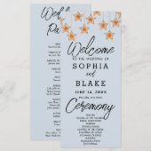 Programme de mariage Rose Gold Hanging Stars Bleu (Devant / Derrière)