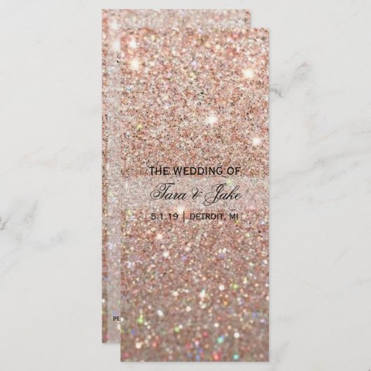 Programme de mariage - Rose Gold Parties scintilla (Devant / Derrière)