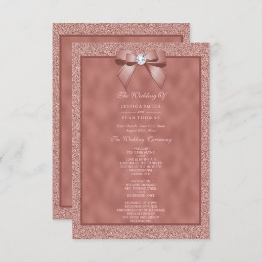 Programme de mariage rose Gold & Parties scintilla (Devant / Derrière)