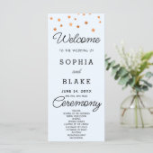 Programme de Mariage Rose Gold Stars Céleste Bleu (Debout devant)