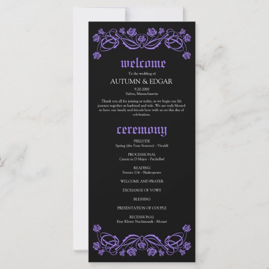 Programme de mariage Rose gothique (Devant)