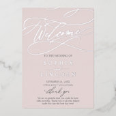 Programme de mariage rose gris argenté romantique (Recto)