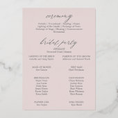 Programme de mariage rose gris argenté romantique (Verso)