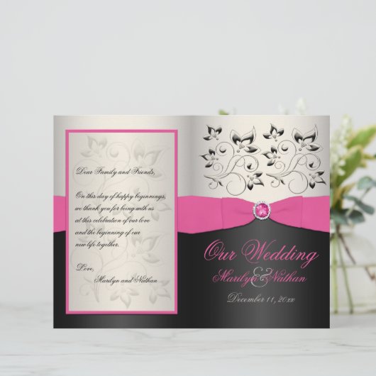 Programme de mariage rose, noir et argent (Debout devant)
