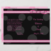Programme de mariage rose Noir Polka Dot Ribbon Bo (Devant / Derrière)