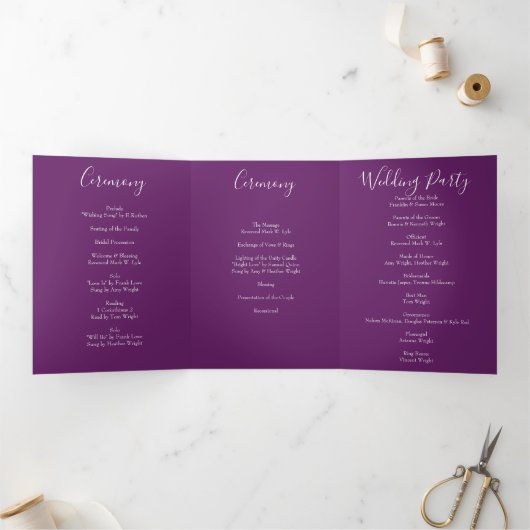 Programme de mariage Rose Orange & Purple Plum Peo (Intérieur)
