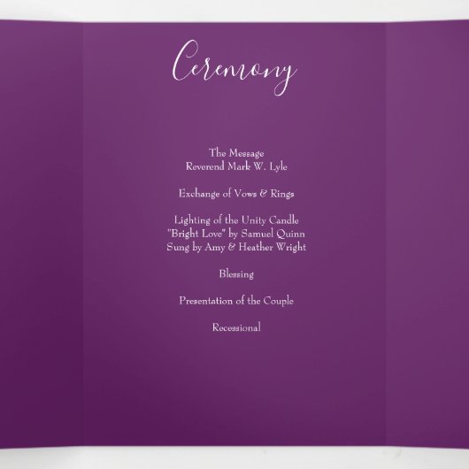 Programme de mariage Rose Orange & Purple Plum Peo (Intérieur au milieu)