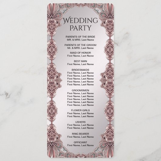 Programme de mariage rose ornemental (Dos)