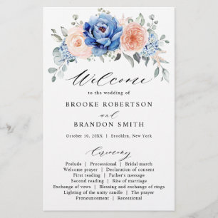 Programme de mariage rose pâle Dusty bleu marine