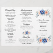 Programme de mariage rose pâle Dusty bleu marine (Devant)