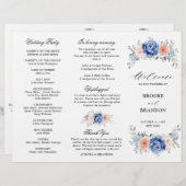 Programme de mariage rose pâle Dusty bleu marine (Devant / Derrière)