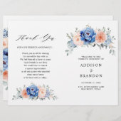 Programme de mariage rose pâle Dusty bleu marine (Devant / Derrière)