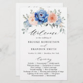 Programme de mariage rose pâle Dusty bleu marine (Devant / Derrière)