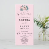 Programme de mariage rose pâle floral romantique (Debout devant)