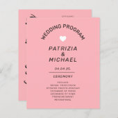 Programme de mariage rose pastel moderne et économ (Devant / Derrière)