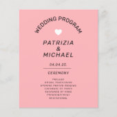 Programme de mariage rose pastel moderne et économ (Devant)