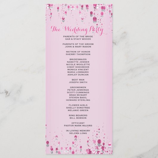 Programme de mariage | Rose pétale rose (Dos)