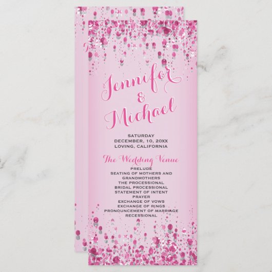 Programme de mariage | Rose pétale rose (Devant / Derrière)