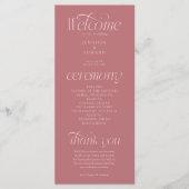 Programme de mariage rose poudré à typographie mod (Devant)