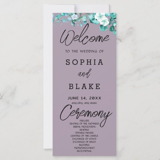Programme de mariage Rose Quartz Fleurs Blanches V (Devant)