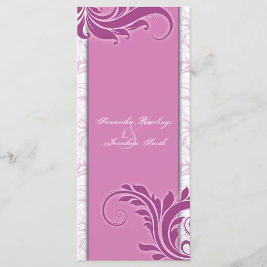 Programme de mariage Rose rose blanc Élégant Flora (Devant)
