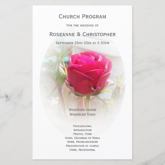 Programme de mariage rose Rosebud (Devant)