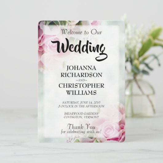 Programme de mariage rose Roses (Debout devant)