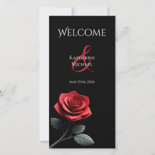 Programme de mariage - Rose rouge simple-