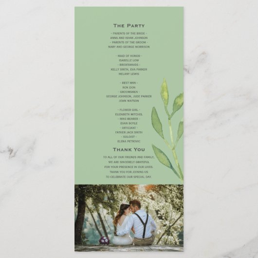 Programme de mariage rose simple (Dos)