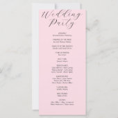 Programme de mariage rose tendre floral romantique (Dos)