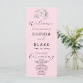 Programme de mariage rose tendre floral romantique (Debout devant)