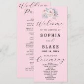Programme de mariage rose tendre floral romantique (Devant / Derrière)