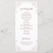 Programme de mariage rose Vintage (Dos)