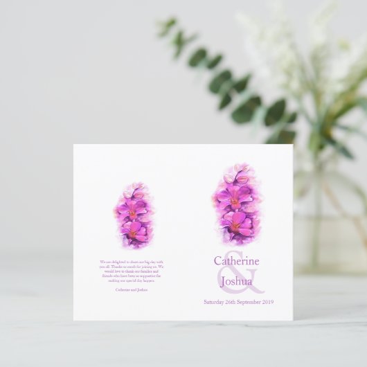 Programme de mariage rose violet orchidée (Debout devant)
