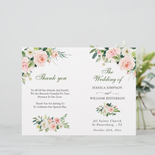 Programme de mariage Roses Roses Roses Roses Rose (Debout devant)