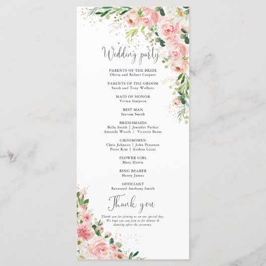 Programme de mariage Roses Roses Roses Roses Rouge (Dos)