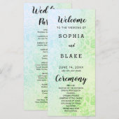 Programme de mariage Roses Vertes et Bleues (Devant / Derrière)